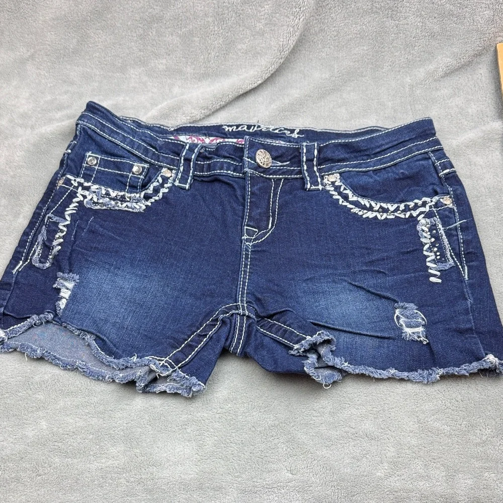 Maurices Dark Blue Distressed Jean Shorts